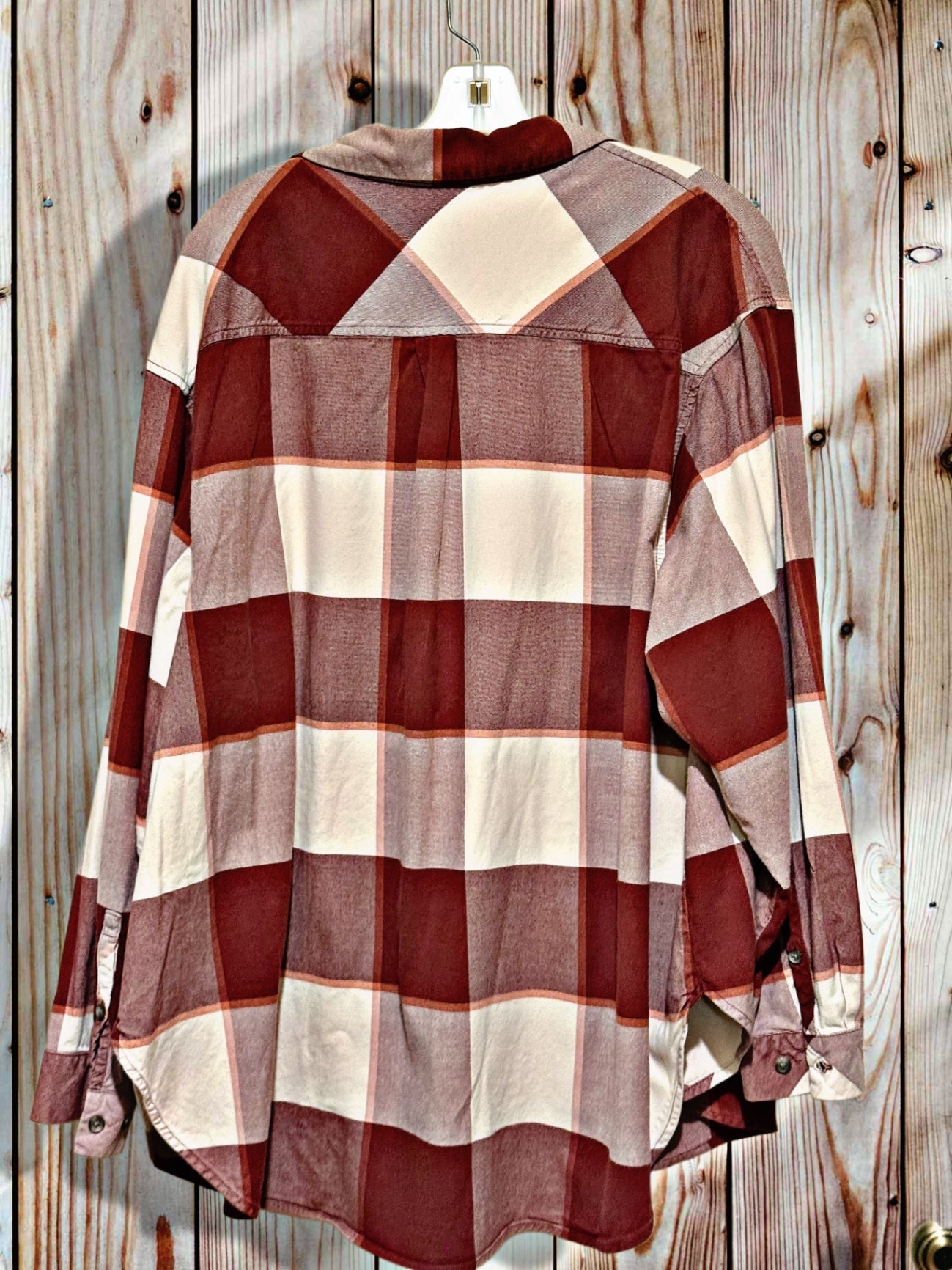 AVA VIV Flannel Shirt 2XL Red, Beige,