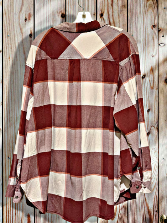 AVA VIV Flannel Shirt 2XL Red, Beige,