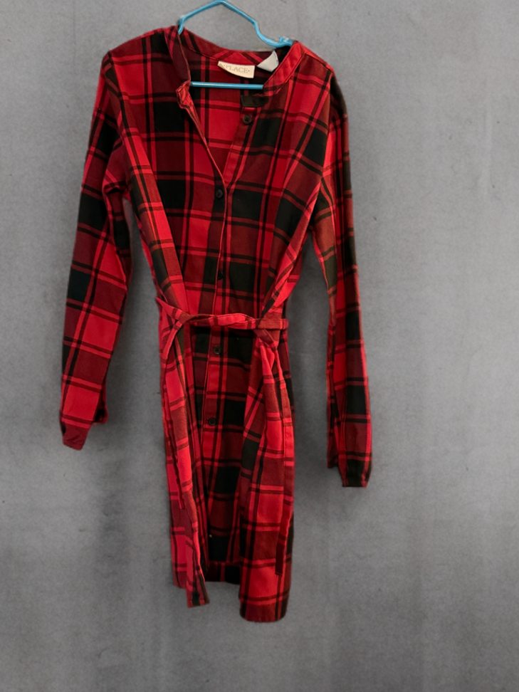 The Children’s Place Girls flannel tunic 7/8 Red and black