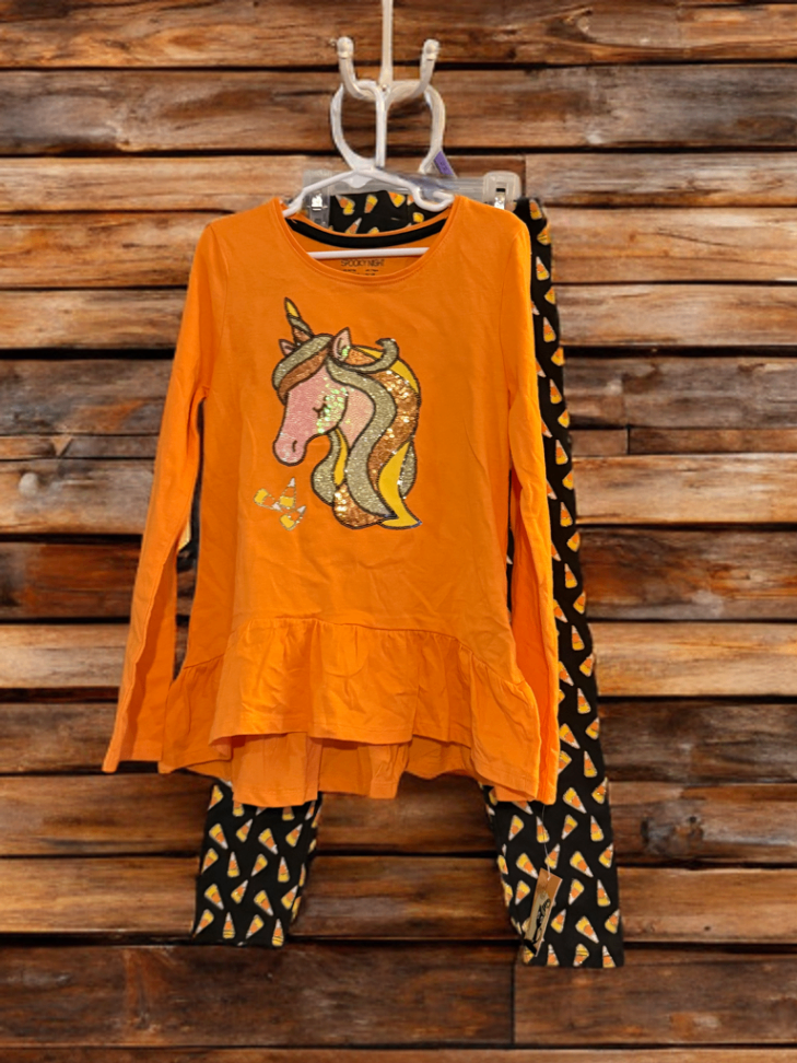 SpooKy 2pc girls Halloween set 7/8 Orange/halloween