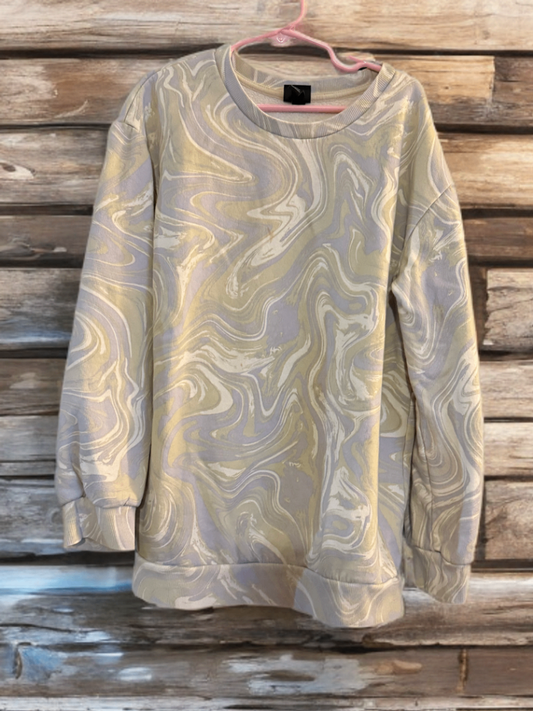 Unknown brand Sweatshirt 7/9 Beige and light purple with a marbled pattern