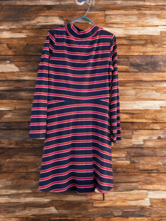 Unknown Dress 7/8 Navy blue with pink and yellow stripes