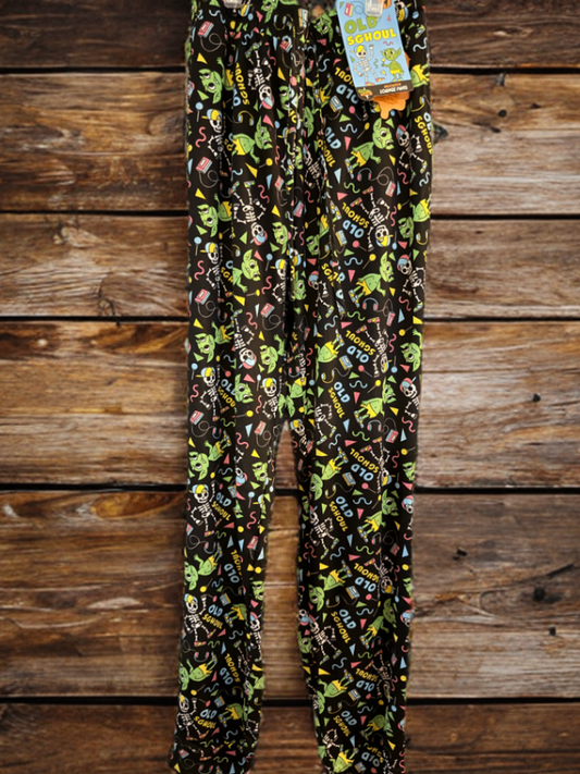 Old Scghoul Pajamas Medium Black with colorful ghouls
